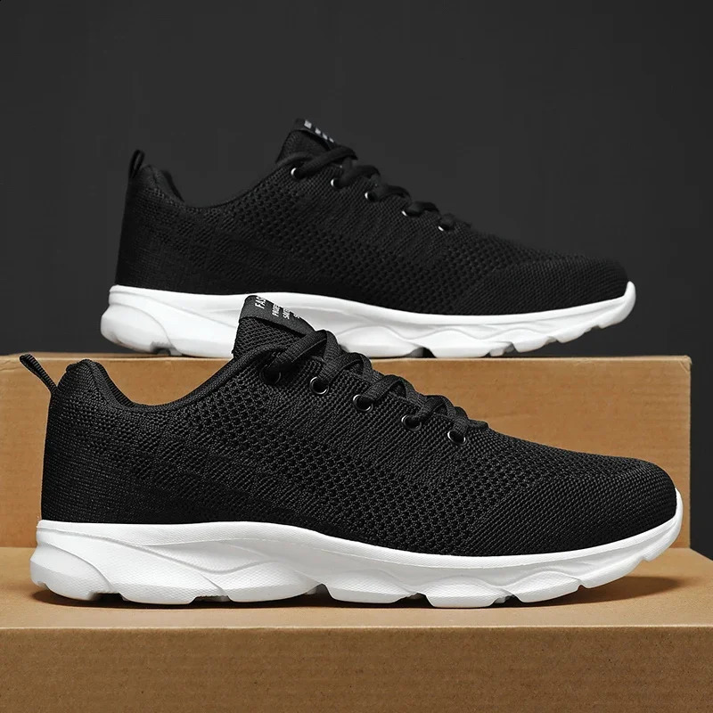 Mens Shoes Breathable Casual Sneakers Summer White Running Shoes Lightweight Soft Sports Shoe for Male Large Size 35-45 250811