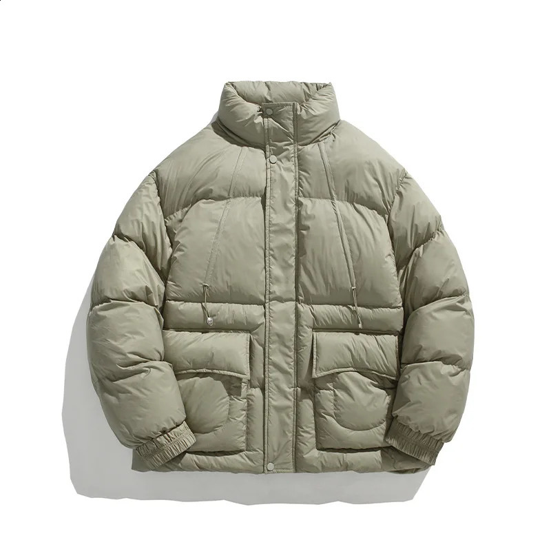 Fashionable winter mens casual down jacket solid loose warm inflatable jacket for outdoor wear Parka windproof top down jacket 241015