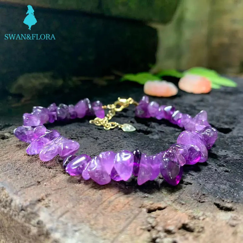 Bracelet d'améthyste naturel Amethyste Jewelry irrégulière en gros et Perles de pierre précieuse faites à la main