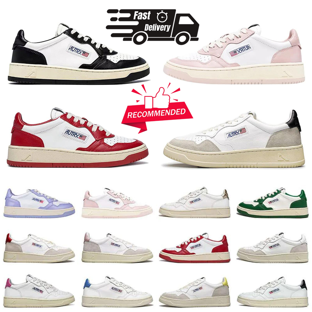 2024 Designer Autrys Action Femmes décontractées Chaussures Autrises Médaillée Plateforme de plateforme USE Upper deux tons roses noirs Golden Pa