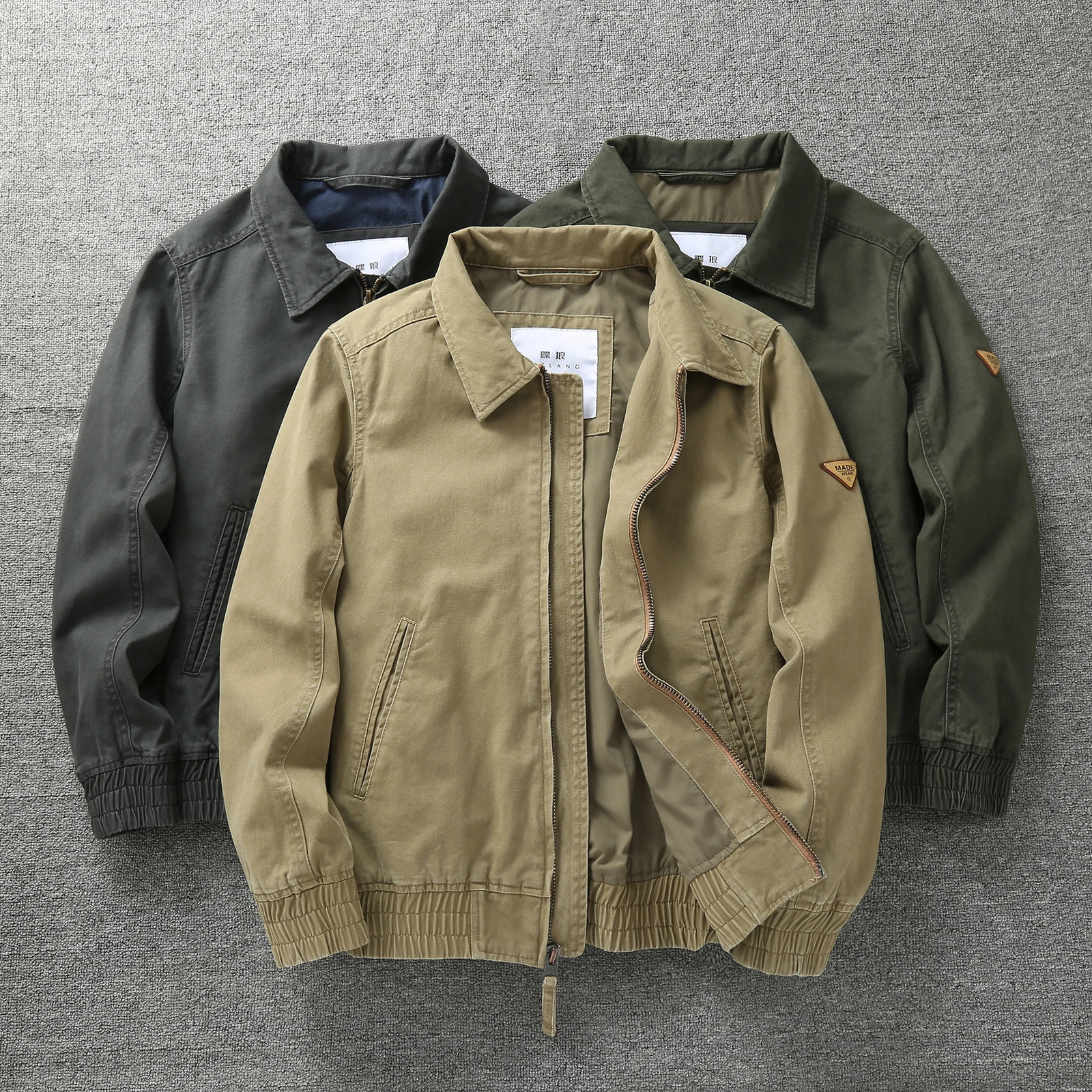 Mens business casual lapel jacket retro American autumn and winter trend ultra-thin cargo jacket shirt for middle-aged and elderly mens clothing
