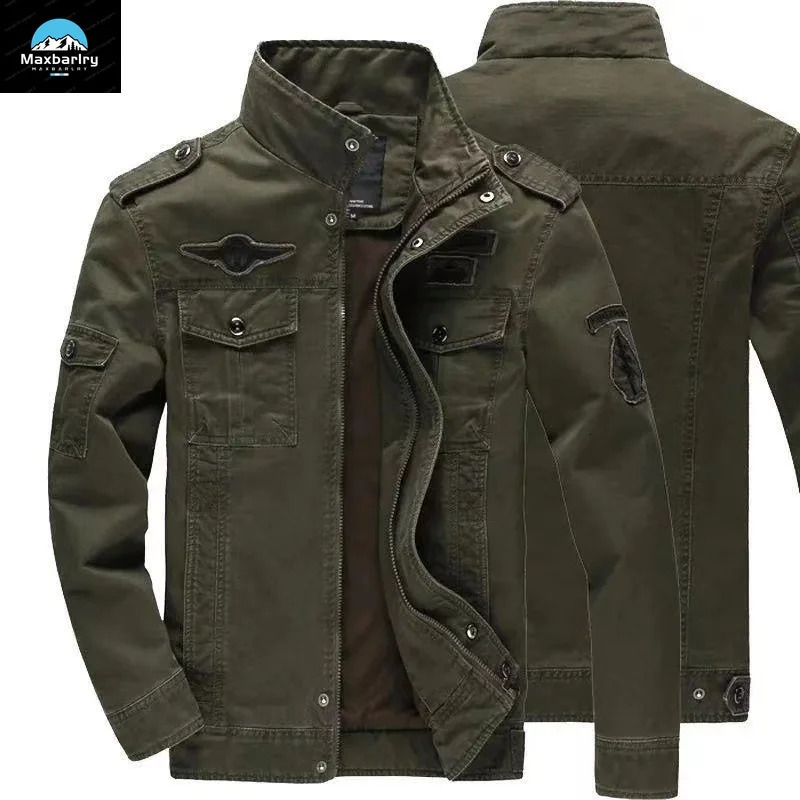 Military green functional jacket mens spring and autumn cotton loose flying mens jacket casual jacket mens Chaqueta Hombre plus size 241015