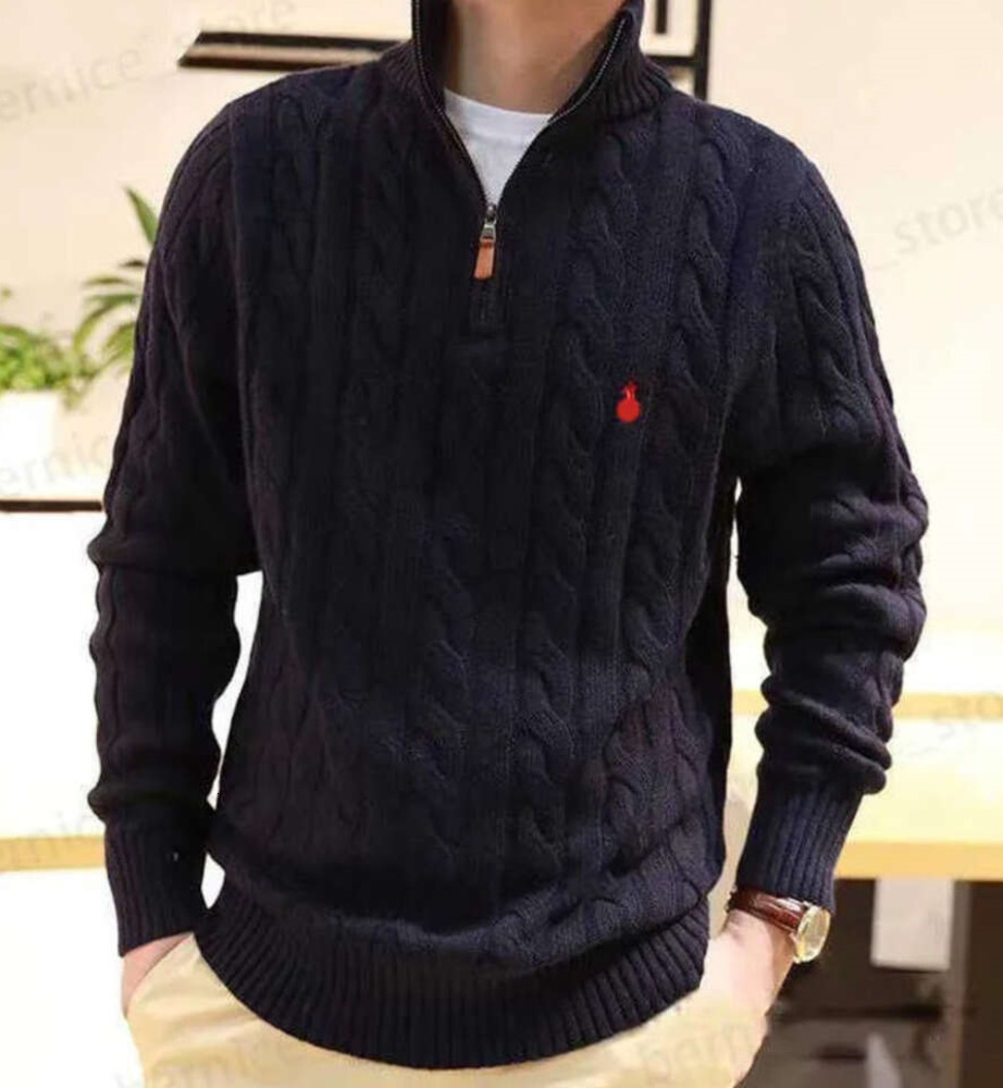 2024 Pulls pour hommes Pull Designer Polo Demi-Zip Sweat à capuche à manches longues tricoté cheval Twist col haut hommes femme broderie haut ten