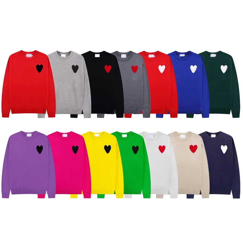Paris Designer Sweater men women Cotton Macaron Love Jacquard Cardigan heart Sweaters Casual Crew neck stretchy warm Pullover Winter S-XL
