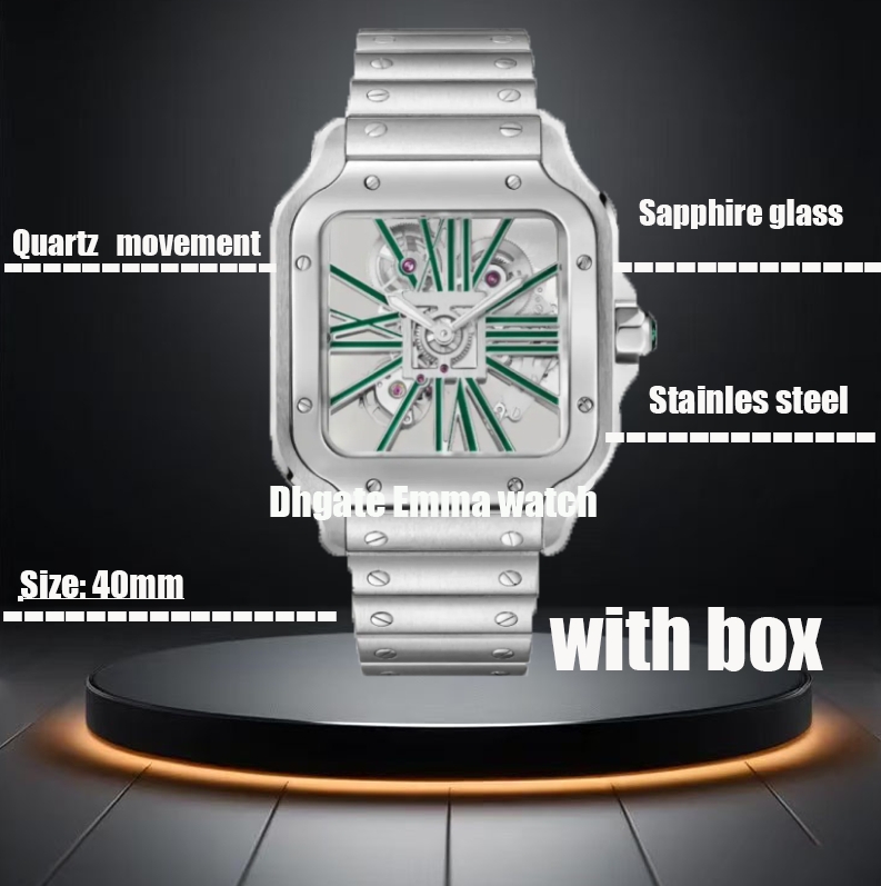 2024 The most popular men's hot square watch hollow out style luxury in a variety of colors the best quality