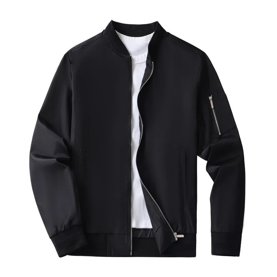 Mens Jacket Spring Autumn Casual Thin Open Fleece Sweater Zipper Stand up Collar Coat 241015