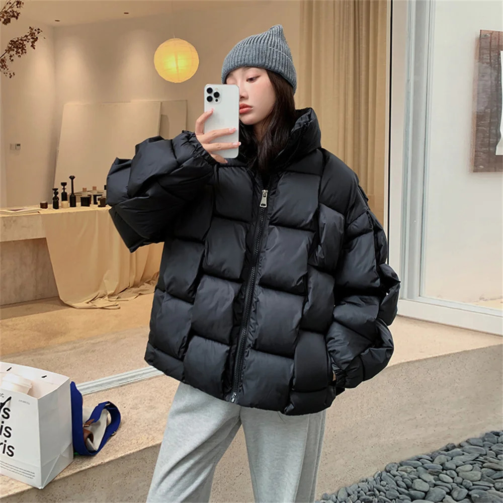 Veste d'hiver ample décontractée pour femme, Parka rembourrée, en mousseline de soie, Parkas chaude en coton, 241014