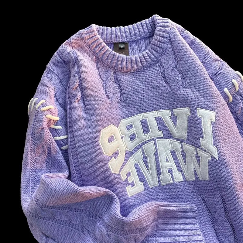 Serviettes de lettres de tendance américaines avec pulls tricotés pour hommes et streetwear féminins assortiment des pulls torsadés personnalisés