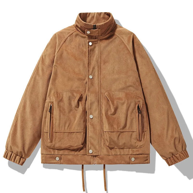 Veste de baseball en velours côtelé pour hommes pour le printemps et l'automne mode simple me veste collier unisexe streetwear 241015