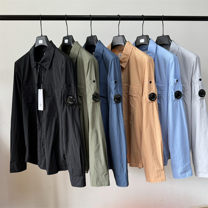 Designer Mens Jacket Lens Nylon Shirt Coat Men Lapel Overshirt Fashion Pocket Outdoor Windbreaker Coats 6 Colors