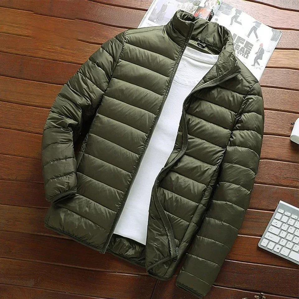 Mens ultra light down jacket can be paired with solid color cotton jacket long sleeved top and mens ultra light down cotton jacket. 241014