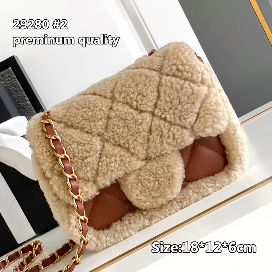 Sac à bandoulière de créateur en cuir et fourrure, haut d'hiver et d'automne, avec sacs à main à longue chaîne