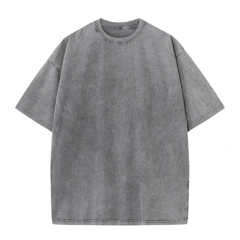 Wholesale 280gsm heavy weight T Shirt Men Hip Hop Vintage Washed Oversized Streetwear 100% Cotton T-shirt 241015