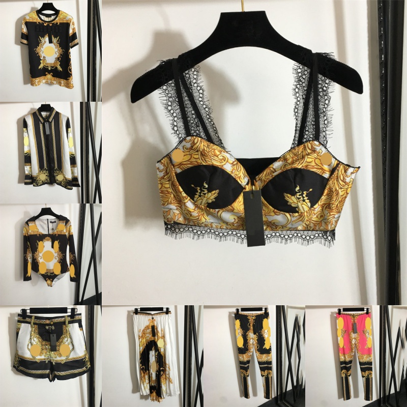 Print Pattern Designer Tees Elastic Leggings Women Sexy Sling Tops Shorts Y2K Street Style Casual Shirts Plus Size Dresses-image-775488441