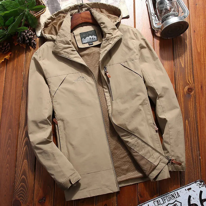 Windproof mens tactical jacket waterproof outdoor hooded jacket sports military field climbing thin jacket mens collar rack 241008