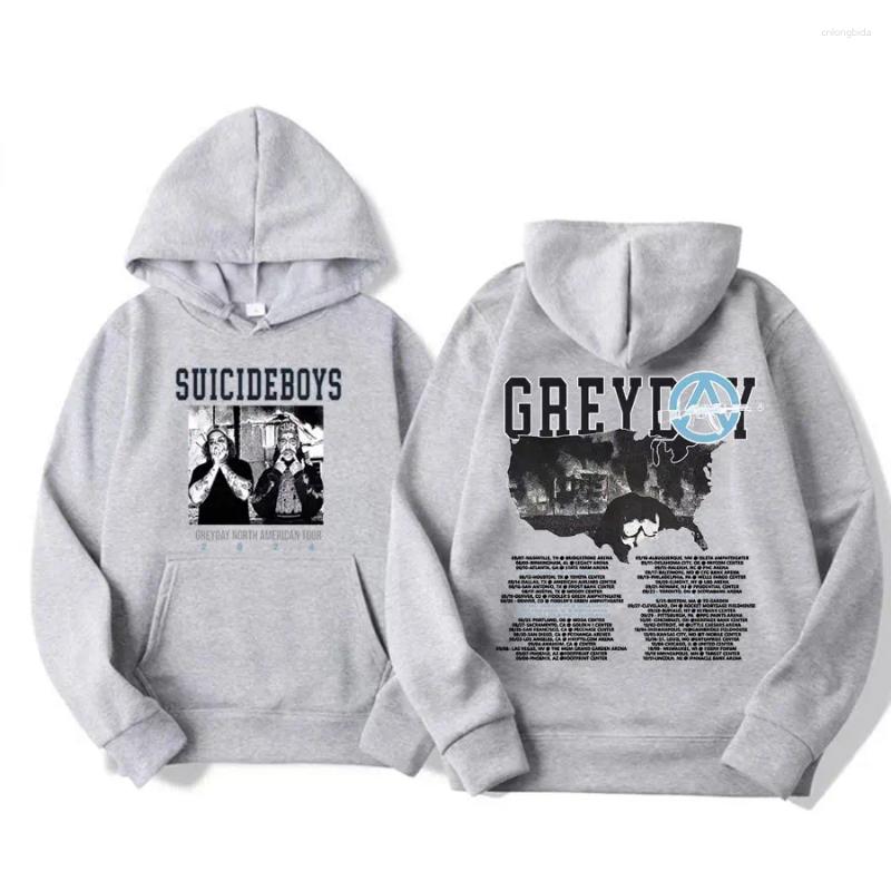 Men's Hoodies Greyday Designer Suicideboys Hip-Hop Vintage Double Sided Graphic Sweatshirt Casual Fleece Oversized Hoodie Stree