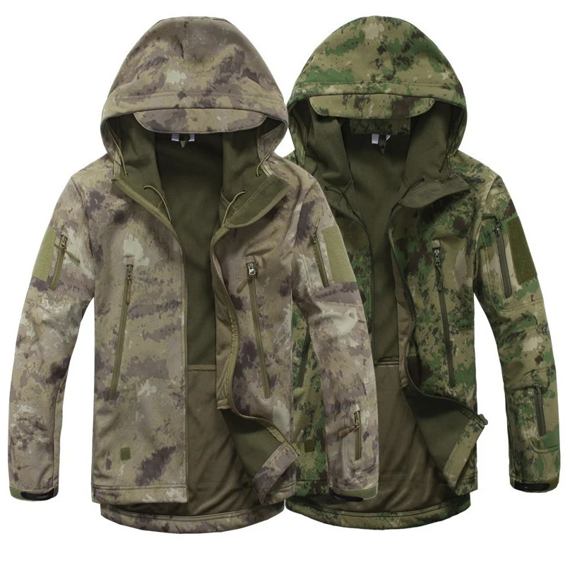 Lurker soft shell camouflage jacket mens waterproof hunting clothing warm camouflage tactical jacket outdoor combat hooded jacket 241008