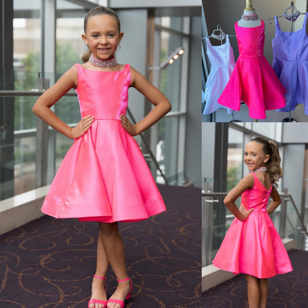 Robe d'entrevue de concours de beauté pour fille avec tour de cou en cristal, courte en satin scintillant, robe de soirée formelle d'anniversaire