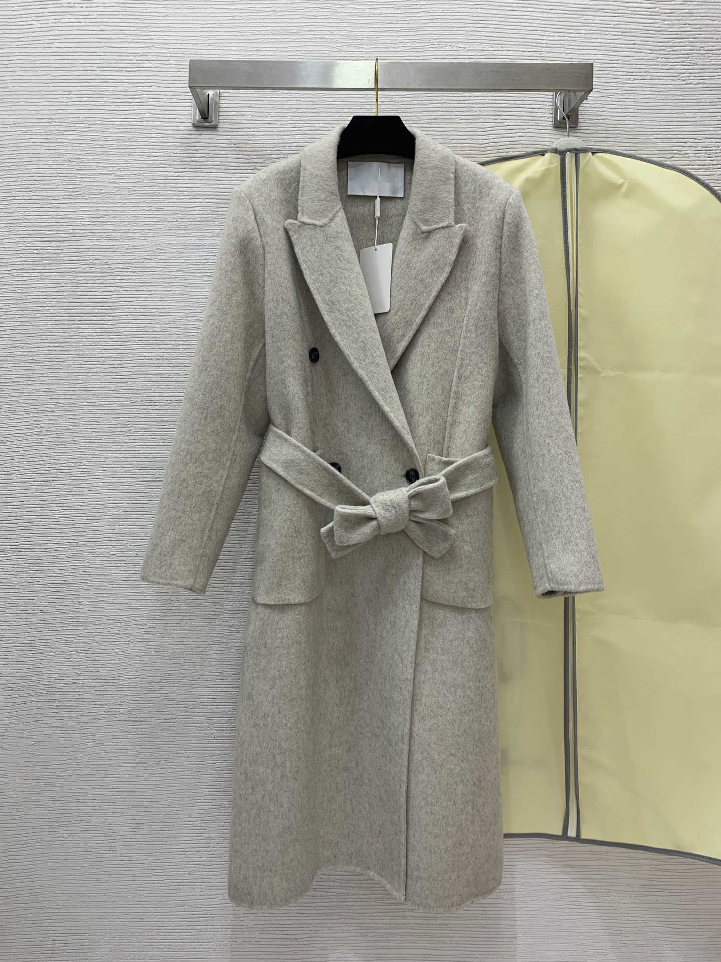 wool blend trench coat women long designer Fashion square pockets Lapel Windbreaker Jacket High Quality Woolen Overcoat with Belt Winter coats for w