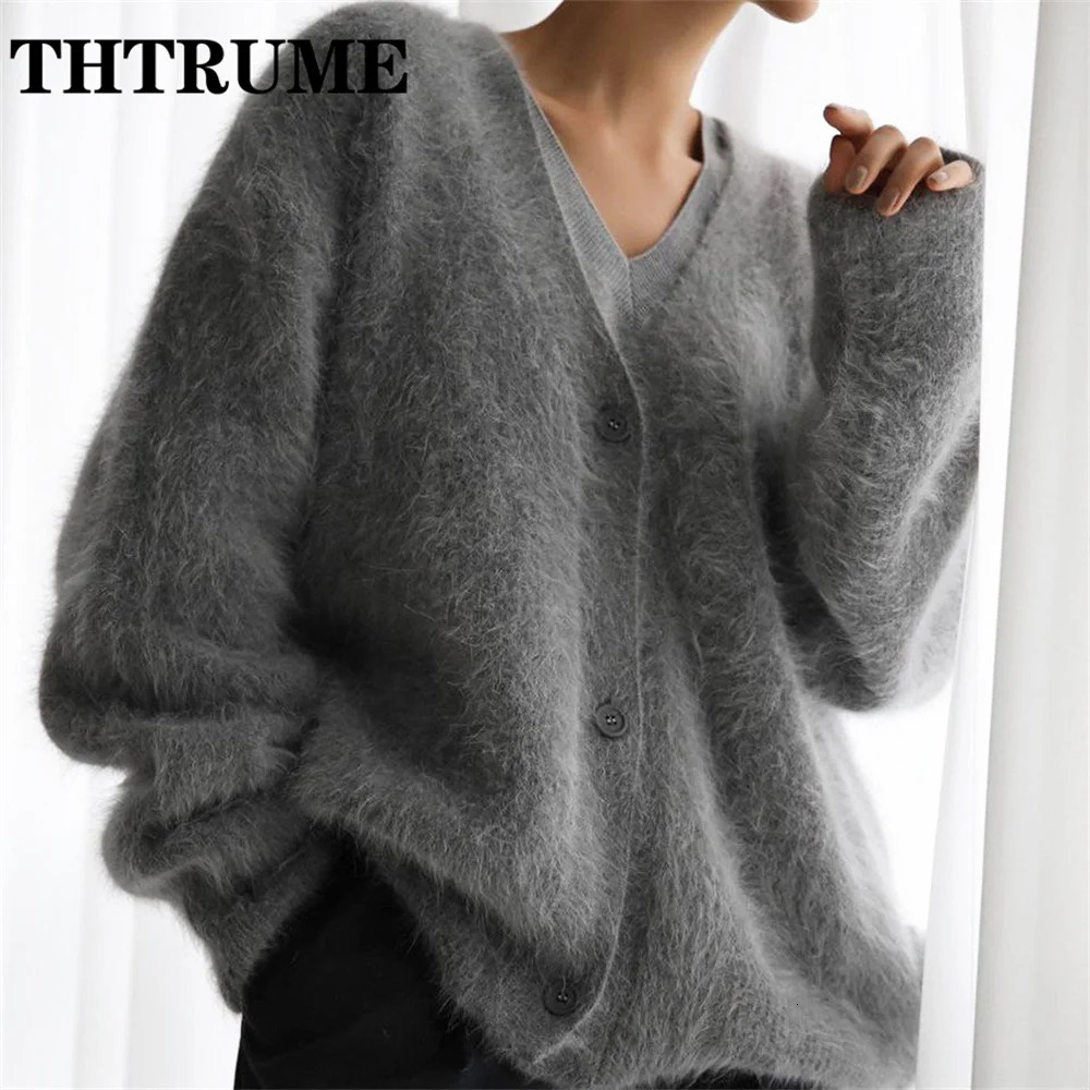 Elegant single chest sweater fashionable womens autumn and winter long sleeved knitted jumper top casual Korean office womens cardigan 241015