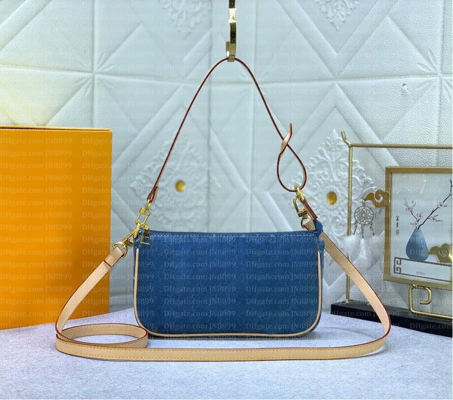 Designer Bag Denim Bags Womens Vintage Colorful Old Flower Shoulder Bags With Rivet Strap Long Crossbody Bag Shoulder Handbags Fashion Phone Saco-image-998173038