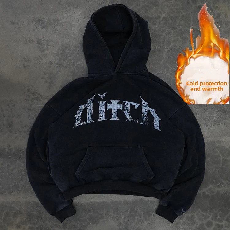 Solid Color Vintage Washed Hoodies Pullover Casual 100 Cotton Vingate Ditch Graphic Acid Oversized Hoodie 241016