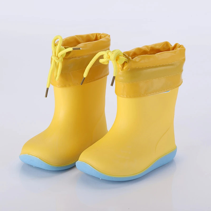 Kids Rubber Rain Boots for Girl Non-slip Boots Baby Boys Waterproof Water Shoes Warm Children Rainboots Removable cotton cover 241016