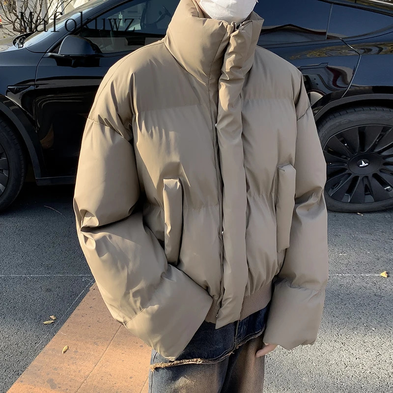 American short thick vertical collar cotton lining jacket fashionable winter loose casual high street park mens clothing 241014