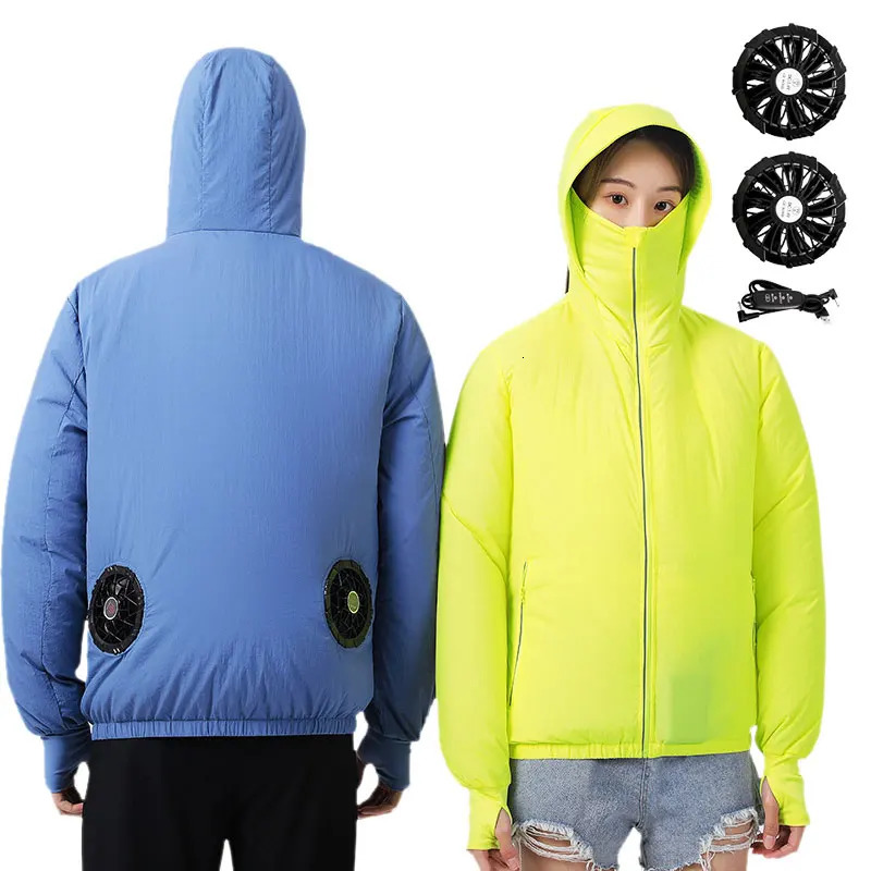 Summer Sunscreen Hooded Fan Clothes Cooling Vest Men Air Conditioning Clothe Jacket Cycling To Hiking 241009