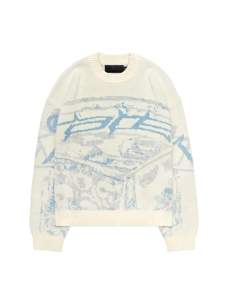 Mens Pullovers Sweaters Creative Stripes Knitted Streetwear Maiden Oversized Harajuku O Neck Knitwear Men Clothing emo 241016