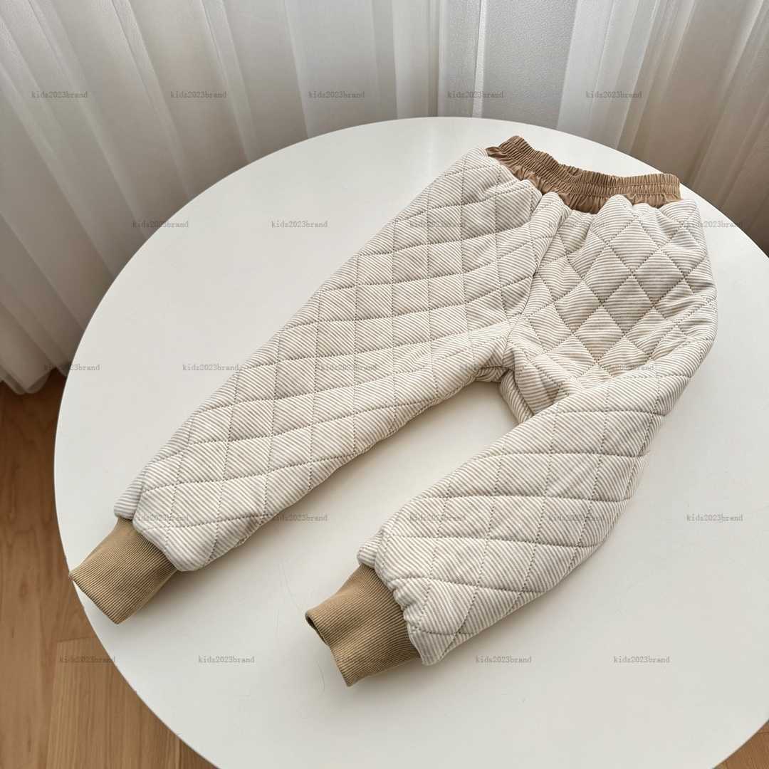 baby Casual pants Winter cotton padded warm pants designer Child Clothing fashion Khaki plaid print Kids trousers-image-894189241