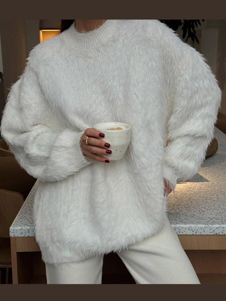 Women Sweater Casual Round-Neck Long Sleeve Simple Casual Kintted Sweater Loose Pullover Femme jumper Streetwear Spring Autumn