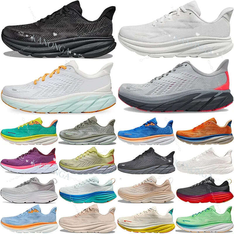 Chaussures de course de créateurs Bondi 8 Clifton 9 baskets noir blanc bule hommes femmes sneaker challenger anthracite randonnée chaussure respi
