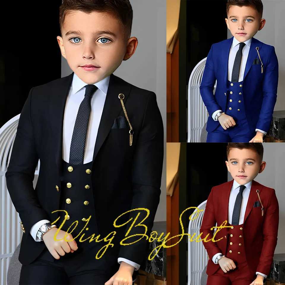 Ensembles de vêtements Classic Boys Set de 3 pièces (veste Pantalon Gire) Robe de soirée de mariage Childrens Forme Formal 2-16 ans Veste personn