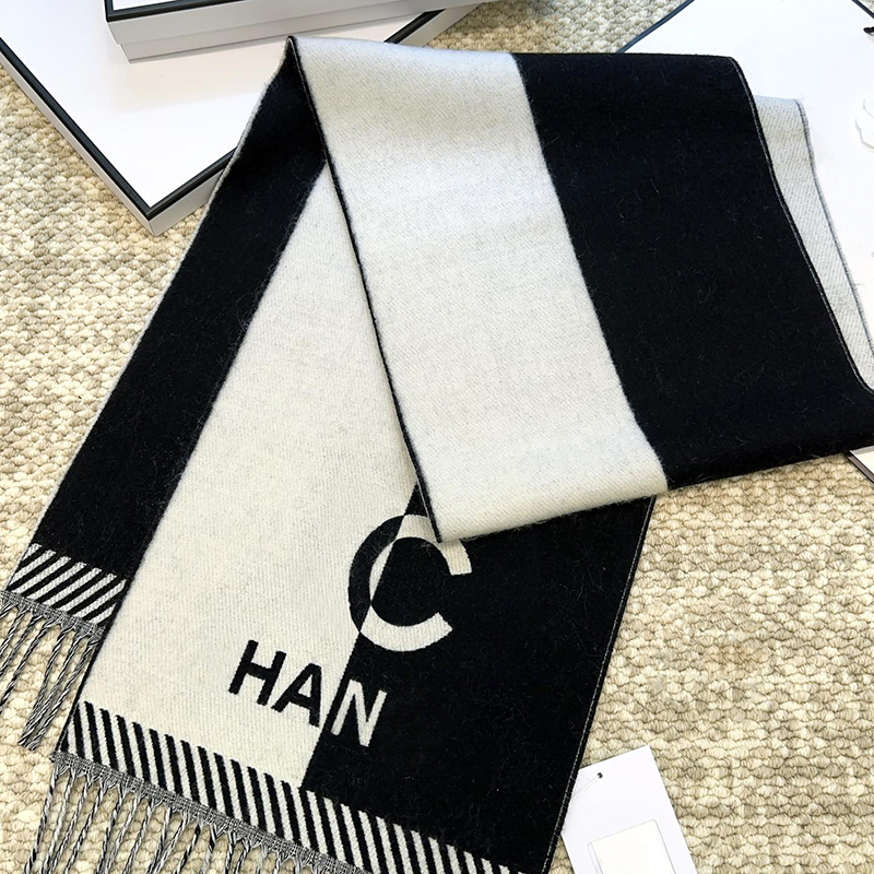 Vintage-Inspired Elegant Designer with Textured Letters Scarves by Top Brands Unisex Cashmere Wool Long Shawls Available in Classic Colors