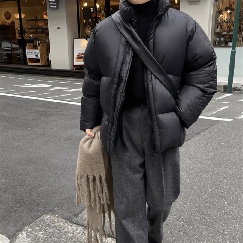 Winter jacket mens warm and fashionable ultra thick down jacket mens streetwear Korean loose thick short jacket mens parkour 241018