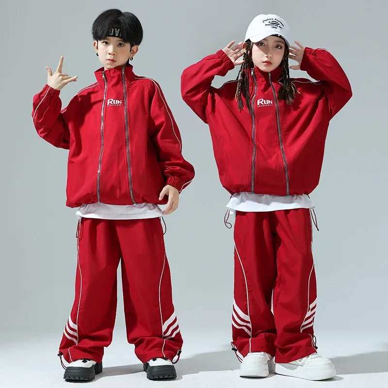 Clothing Sets Childrens double zipper sports suit student boy Gilrs streetwear fashionable hiphop loose casual jacket pants childrens spor H25120-image-1087662529