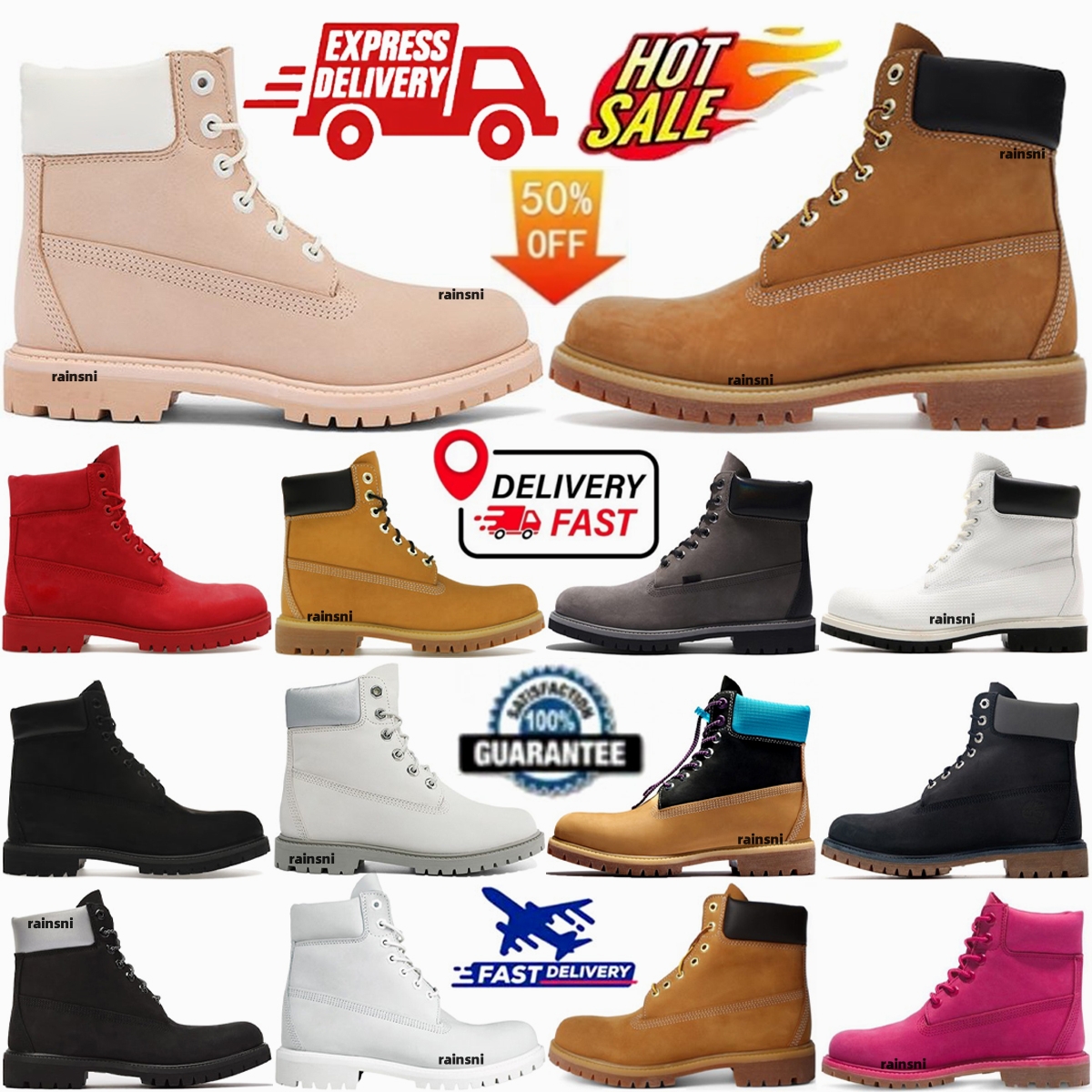 Premium Basic Boot Shearling Waterproof Nubuck Boots Men Women Designer Wheat Black Classic Ankle Martin Cowboy Red Blue Pink Travel Hiking Motor-image-991471649