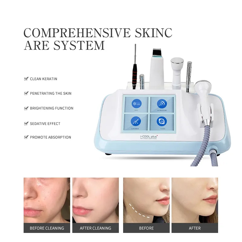 6 In 1 I-Cool Facial Rejuvenation Professional Cold & Warm Therapy Skin Smoothing Elasticity Restoration Ultrasound Ion Exfoliating Machin