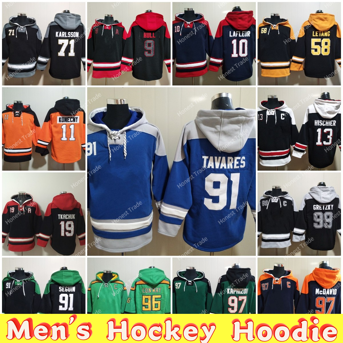 Sweat à capuche masculin Jersey Hull All Stitted Kane Guentzel Gretzky Jack Hughes Backstrom Keller Men Sweat-shirt
