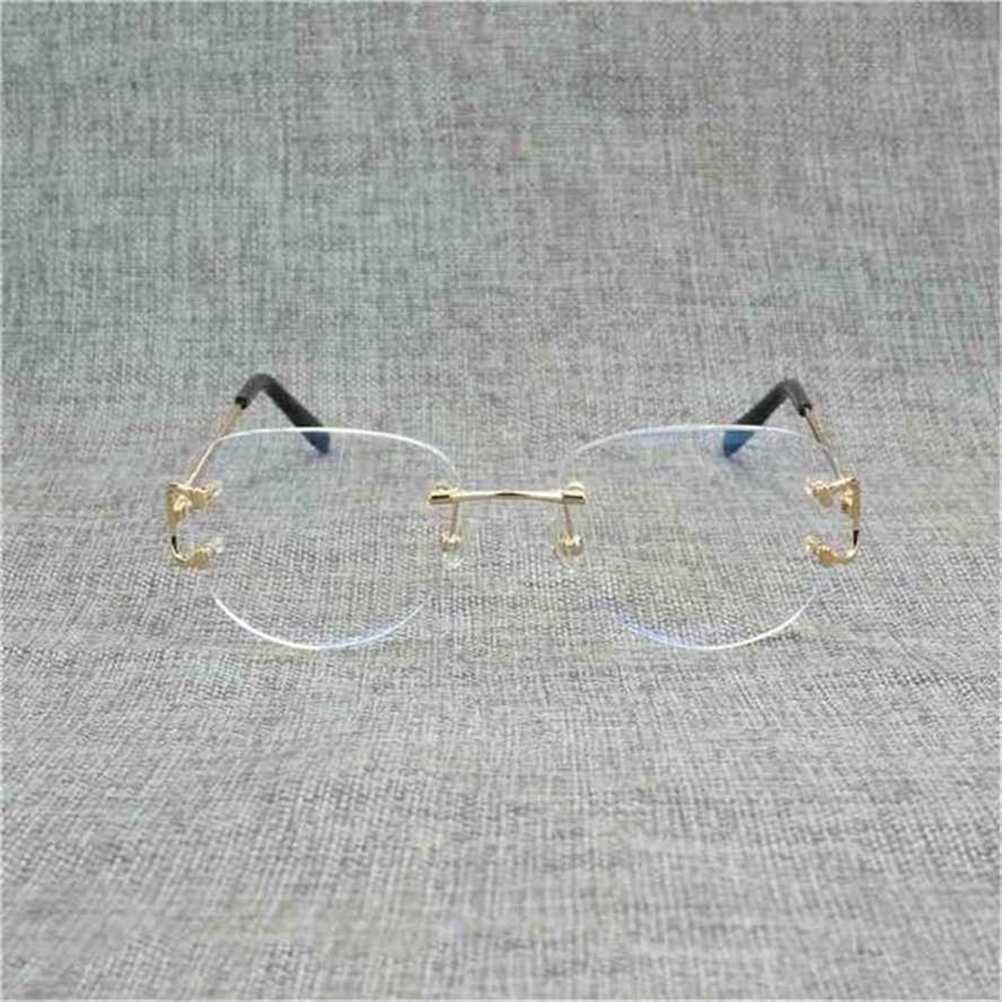 Designer's new style Sunglasses Vintage Rimless Square Clear Glasses Men Oval Wire Eyeglasses Optical Metal Frame Oversize Eyewear Women for Re