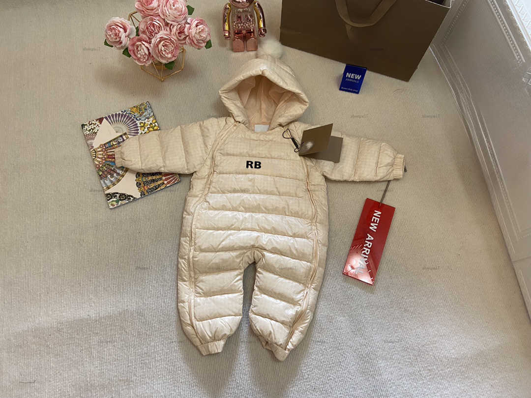Top newborn jacket Thickened insulation baby jumpsuits infant bodysuit toddler designer clothes White duck down kids romper-image-1026956558