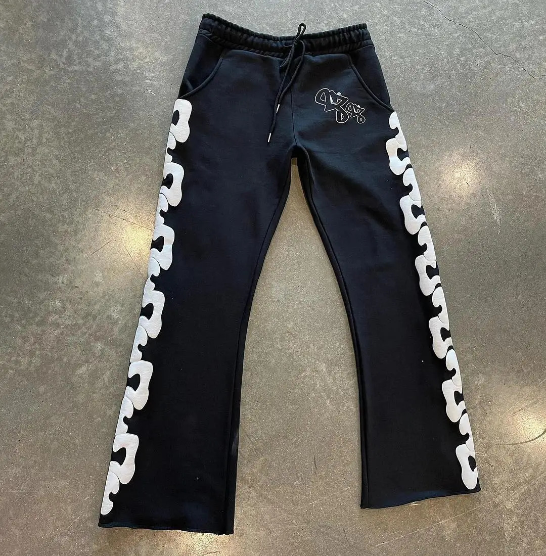 American Harajuku Letter Direct Printing Three Person Hip Hop Letter Winter Thick Loose Y2K Casual Pants Womens Sweater 241018