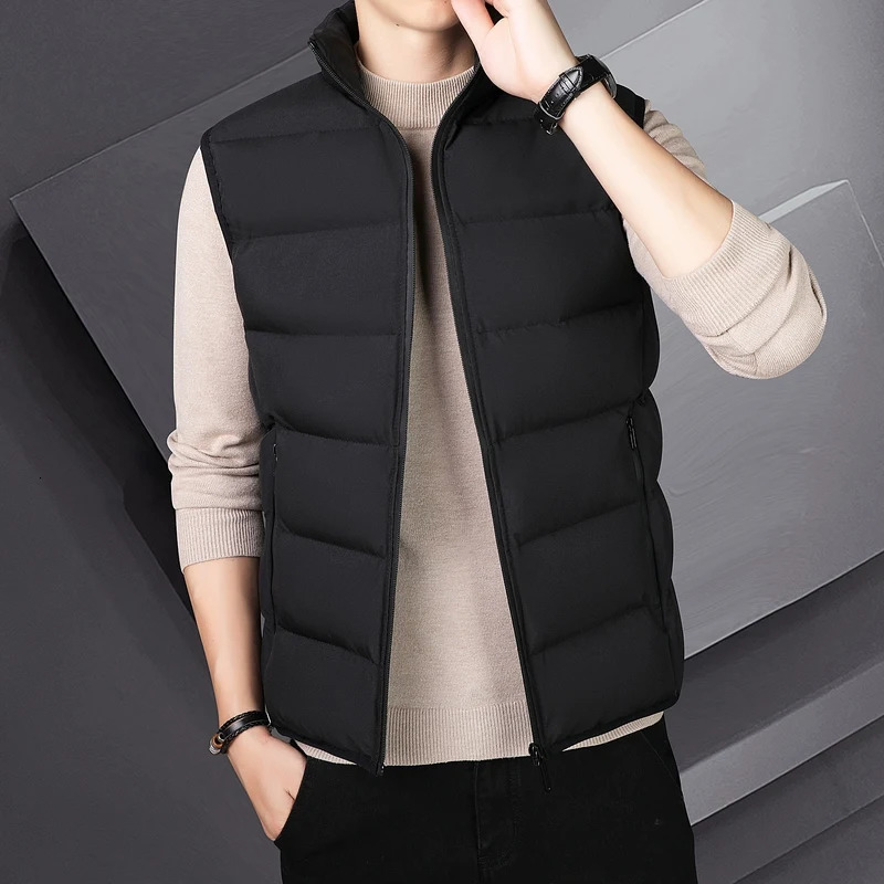 2024 Casual Down Cotton MenS Spring And Autumn Winter Korean Version Trend Wear A Vest Warm Shoulder Coat Boy 241017