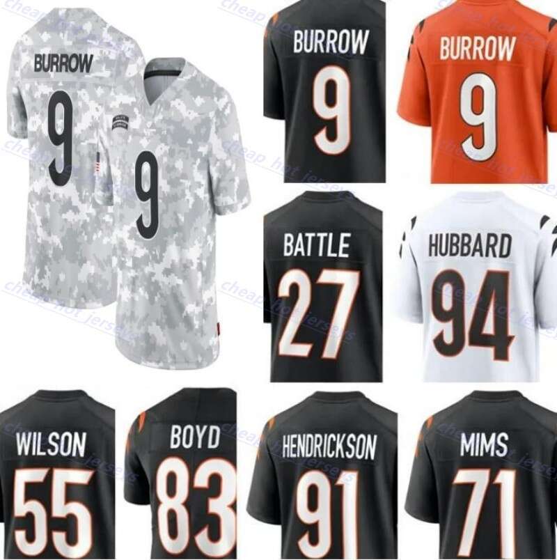 9 Joe Burrow Sam Hubbard Chase Brown Ted Karras Jersey Tee Higgins Trey Hendricon Evan McPherson Cam Taylor- Dax Hill Arctic Camo 2024 Football J-image-942655648