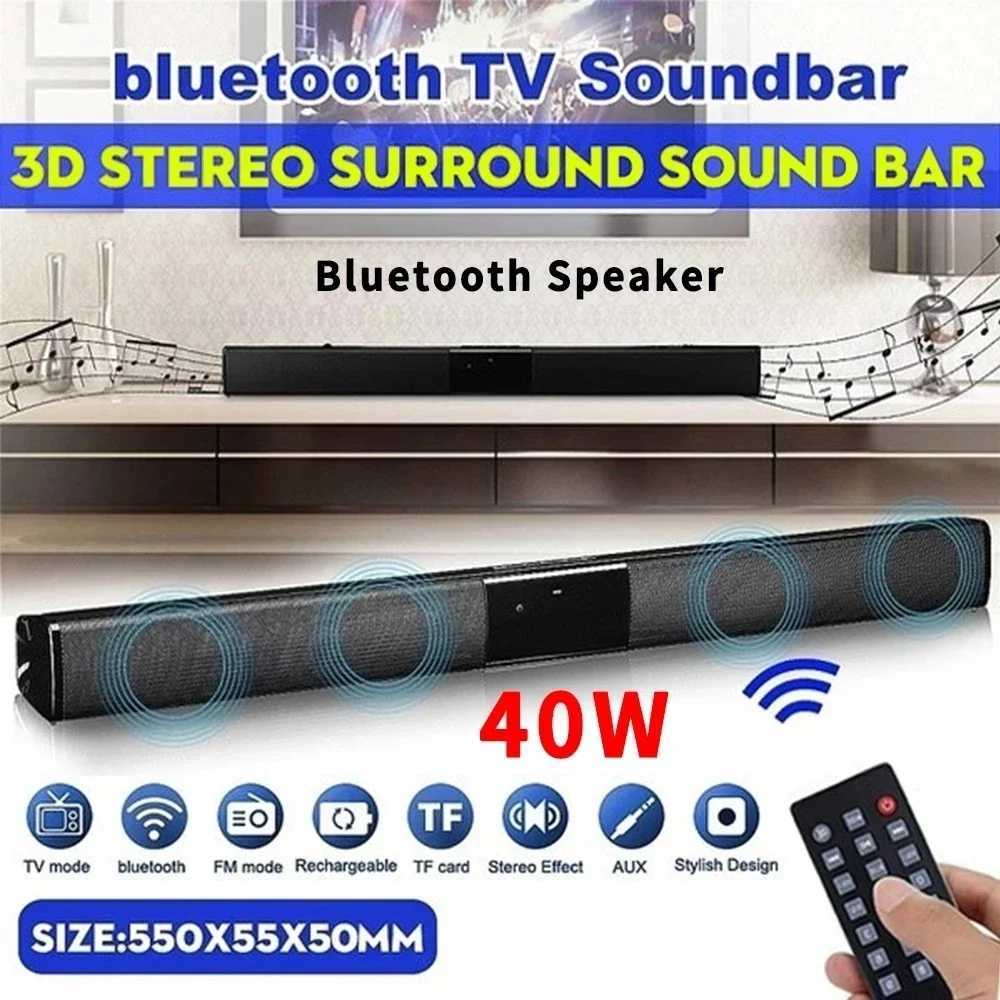 Loudspeaker box 40W Bluetooth Speaker column High Power Portable Speaker TV SoundBar for Computer Music Center Boom Box with TF AUX USB radio C25-image-1026942662