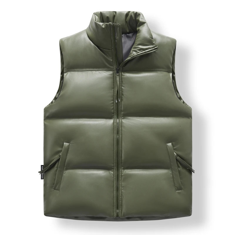 Outwear Windproof Vests Men Loose Waistcoats Casual Solid Sleeveless Vest Stand Collar Zip Cotton Pad Autumn Winter Warm Coats 241017