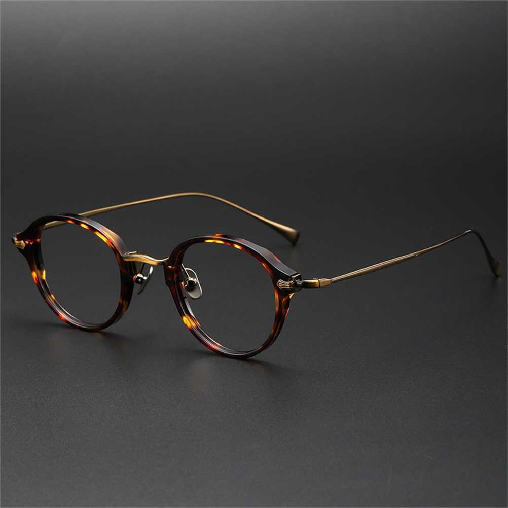 Designer's new style Sunglasses Wannian Turtle Same Style Tortoise Color Pure Titanium Face Small Eyeglasses Frame for Men and Women Myopia Gla