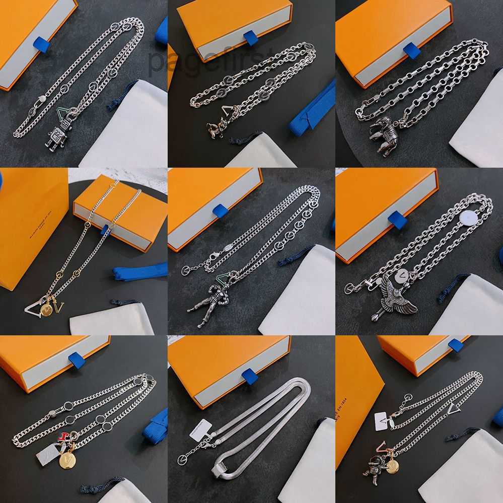 Designer Luxury Necklaces Hip Hop Men Cuba Chain Long 60CM Letter Carving Stainless Steel Pendant Necklace Original Material Lovers Jewelry