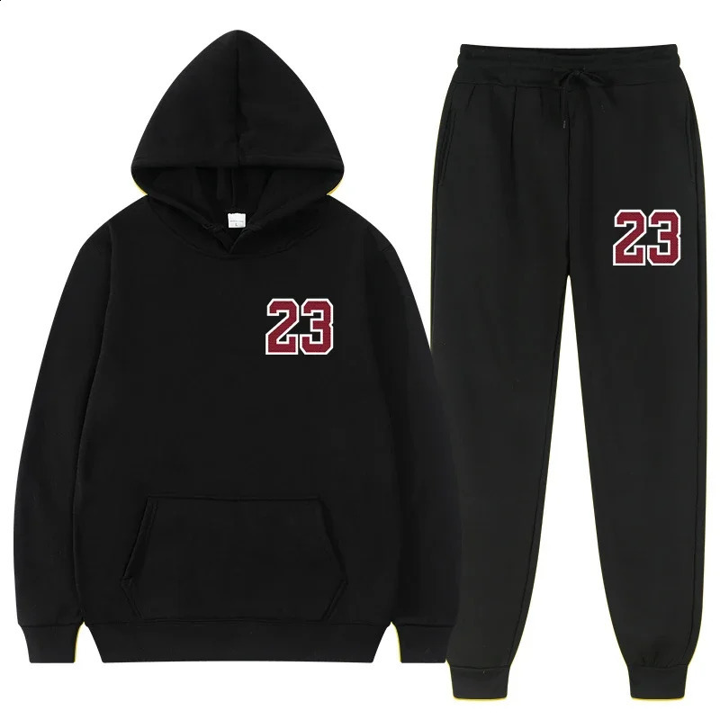 2 Pieces Set Mens Suits Solid Sweatshirts Sweatpants Fashion Tracksuit Hoodies Spring Autumn Fleece Hooded Pullover 241017